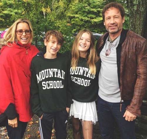 A photo of Duchovny family.